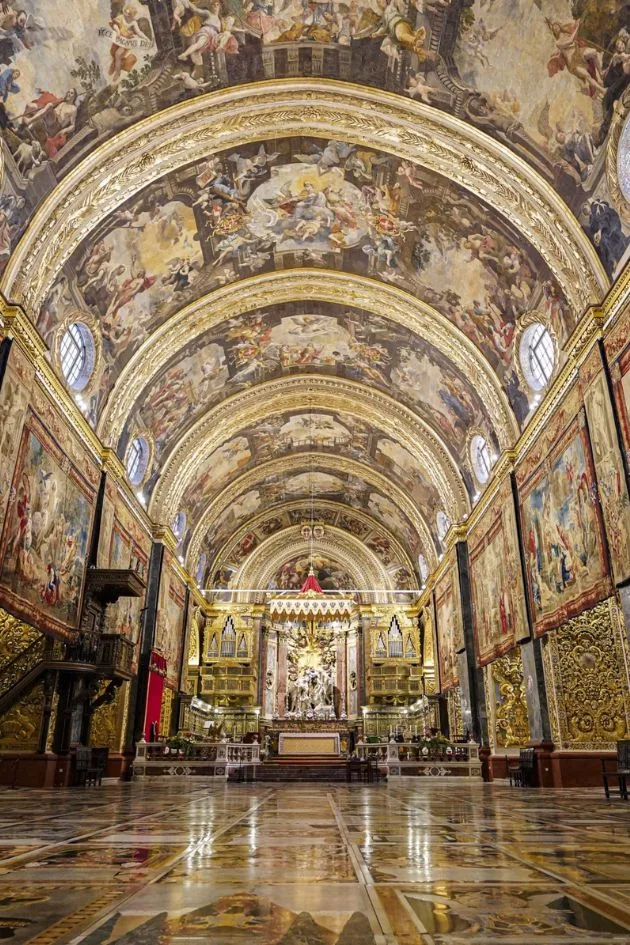 The ornate interior of St. John’s Co-Cathedral in Valletta
